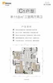 华润置地时代风景小区1期3室2厅2卫118.00平户型