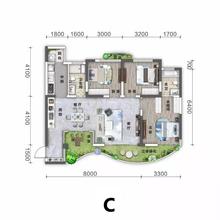 万汇中心1期3室2厅2卫89.03平户型
