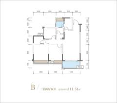 凯丽新城1期3室2厅2卫106.63平户型
