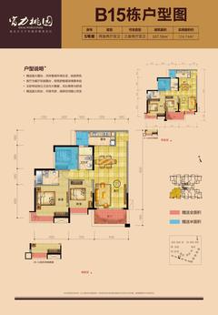 富力桃园C区2室2厅2卫107.56平户型