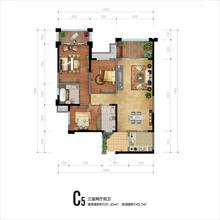 南湖国际中心3室2厅2卫131.25平户型