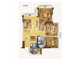 蓝润光华春天3室2厅1卫77.00平户型
