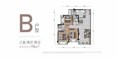 能建紫郡公馆1期3室2厅2卫116.00平户型