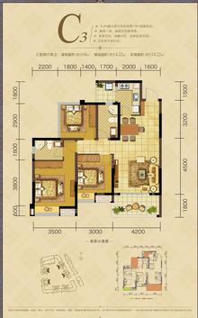 丹郡兰庭1期3室2厅2卫104.00平户型