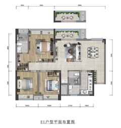 首钢蓉璟台1期3室2厅2卫120.00平户型