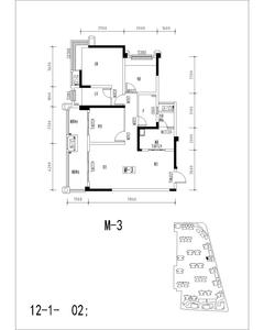 祥荣城市绿洲3期3室2厅2卫117.00平户型
