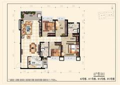 成都恒大翡翠龙庭1期4室2厅2卫131.90平户型