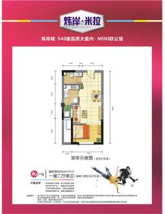 炜岸城1室2厅1卫49.97平户型