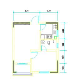 彭州市白鹿镇银杏枫丹酒店1室1厅1卫50.22平户型