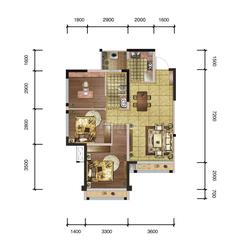 新景鼎南川宇1期3室2厅1卫80.00平户型