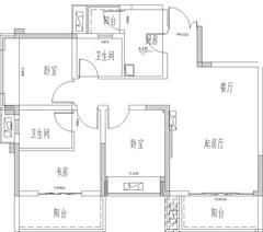 万邦悦城1期3室2厅2卫88.00平户型