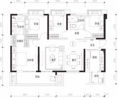 恒大西辰绿洲1期4室2厅2卫131.00平户型