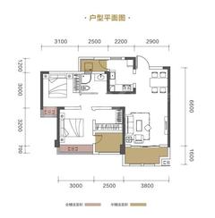中筑西府兰庭3室2厅1卫85.00平户型