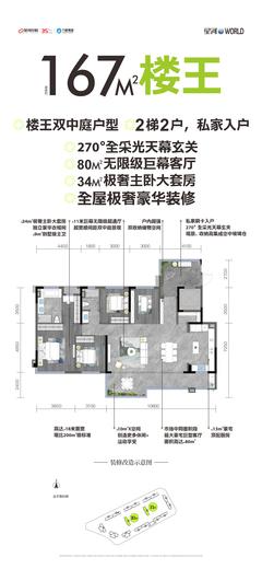 星河城智苑（推广名：星河极光）4室2厅2卫167.00平户型