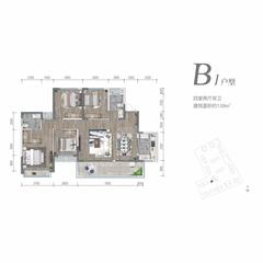万新峰荟1期4室2厅2卫139.00平户型