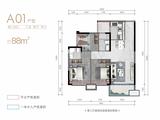 御江名门小区1期 3室2厅2卫 88.00平米