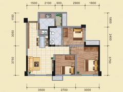 交大梦家1期2室2厅1卫68.00平户型