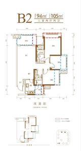 时代校园广场1期 3室2厅2卫 94.00平米