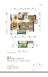 西城锦绣 3室2厅1卫 89.13平米