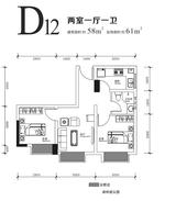 龙城二期领都 2室1厅1卫 58.00平米