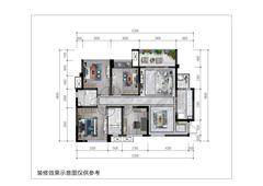 山漫缔景雅筑1期3室2厅2卫114.73平户型