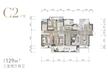 成都万达一号-3号地块万达华庭3室2厅2卫129.00平户型