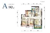棠湖泊悦西江1期 3室2厅2卫 90.00平米