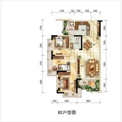 五龙山屿府（朗诗·观山樾）3室2厅1卫98.27平户型
