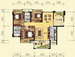 四季豪廷3室2厅2卫122.96平户型