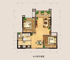 银海中心2室2厅1卫68.51平户型