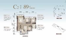 滨江壹号1期3室2厅1卫88.88平户型