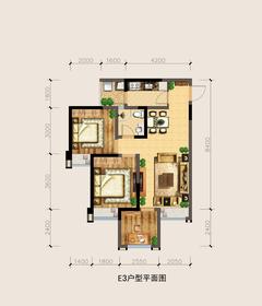 银海中心2室2厅1卫74.80平户型