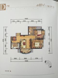 中迪创世纪广场2室2厅1卫87.00平户型