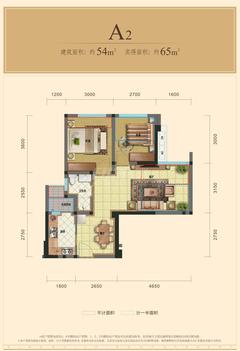 天合凯旋公馆2室2厅1卫54.00平户型