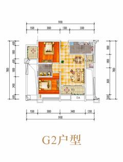 洲际亚洲湾2室2厅1卫67.90平户型