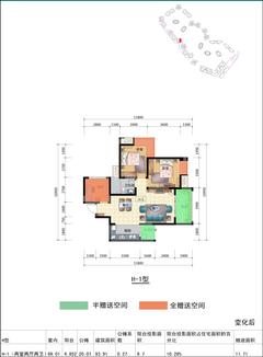 华侨凤凰国际城3室2厅1卫93.91平户型