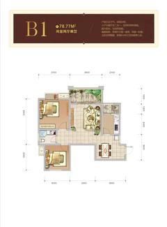 隆诚丽都2室2厅1卫78.77平户型