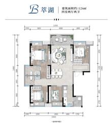 罨画明湖苑1期4室2厅2卫126.00平户型