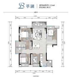 罨画明湖苑1期4室2厅2卫126.00平户型
