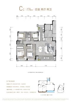 和悦府1期4室2厅2卫176.46平户型