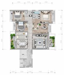 电建地产洺悦锦园4室2厅2卫142.00平户型