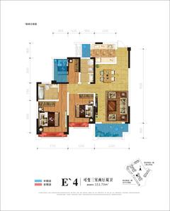 枫尚锦逸1期3室2厅2卫111.73平户型