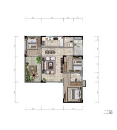 山外山悦城小区（二期）3室2厅2卫76.00平户型