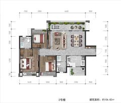 领地观江府1期3室2厅2卫106.00平户型