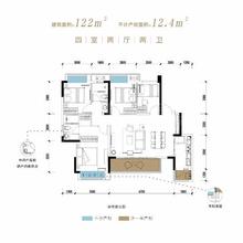 金科博翠山小区1期4室2厅2卫122.00平户型