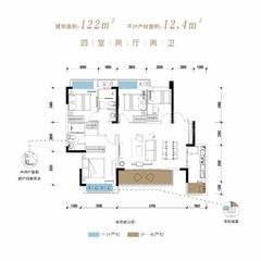 金科博翠山小区1期4室2厅2卫122.00平户型