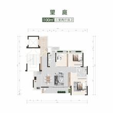 悦山兰庭1期3室2厅2卫100.65平户型