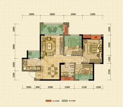 昌建星悦城3室2厅1卫90.18平户型