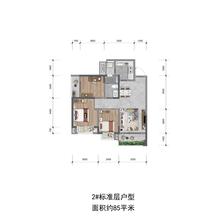 深业泰富广场1期3室2厅1卫85.00平户型