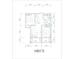 鼎盛时代广场2室2厅1卫75.39平户型